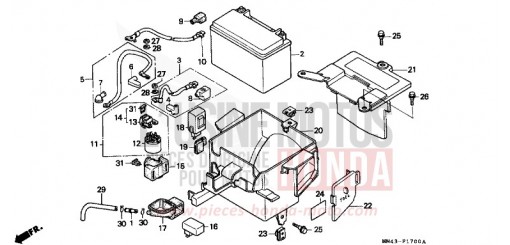 BATTERIE/BOITIER DE BATTERIE CBR600FK de 1989